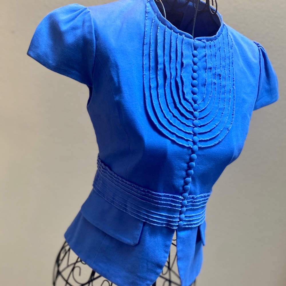 SOLD NWOT BCBG Max Azria Blue Cap Slv Button Blazer XS - Picture 4 of 10